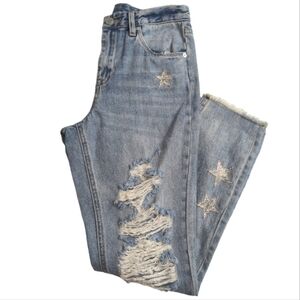 Blank NYC Jeans The Ludlow Crop Girlfriend Distressed Embroidered NWT 25 and 27